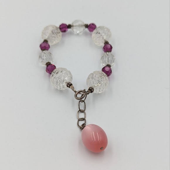 Beautiful Vintage Lucite beads 925 clasp bracelet - Picture 5 of 12